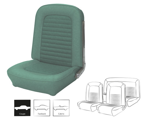 1966 Ford Mustang (Hardtop) Sitzbezüge - Standard - Türkis - Vorne und hinten
