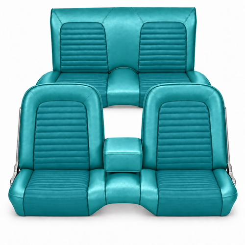 1966 Ford Mustang (Hardtop) Sitzbezüge - Standard - Bench Seat - Türkis - Vorne und hinten
