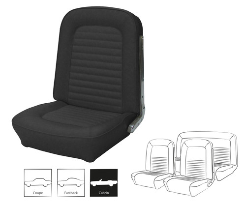1966 Ford Mustang (Convertible) Sitzbezüge - Standard - Schwarz - Vorne und hinten