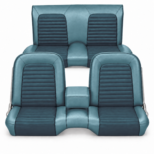 1966 Ford Mustang (Convertible) Sitzbezüge - Standard - Bench Seat - Blau - Vorne und hinten