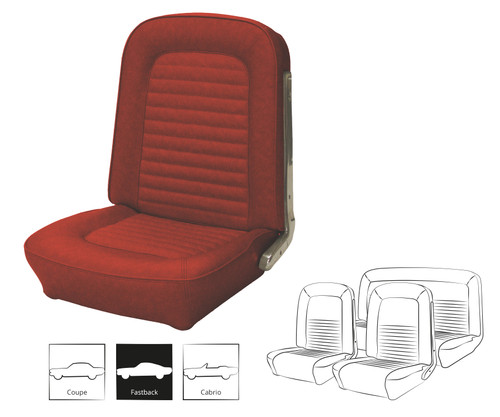 1966 Ford Mustang (Fastback) Sitzbezüge - Standard - Rot Metallic - Vorne und hinten