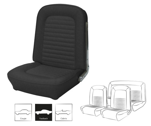 1966 Ford Mustang (Fastback) Sitzbezüge - Standard - Schwarz - Vorne und hinten