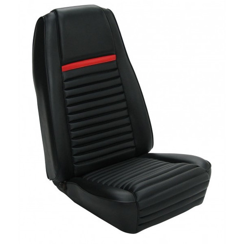 1969 Ford Mustang (Hardtop) Seat Upholstery Kit - Mach 1 / Shelby - Black - Grey Stripes