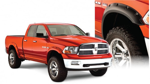 Dodge, Ram (Bed Length: 67.4, 76.3, 96.3Inch) Kotflügelverbreiterung - Matt Schwarz, Pocket Style Fender Flares Vorne und hinten