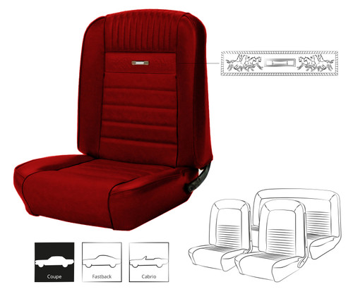 64-66 Ford Mustang (Hardtop) Sitzbezüge - Deluxe Pony - Rot Metallic - Vorne und hinten