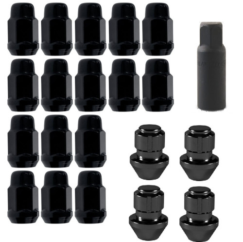 15-26 Ford Mustang Radschrauben-/Radmuttersatz - Radmuttern/Schlösser 21mm Schlüssel - schwarz