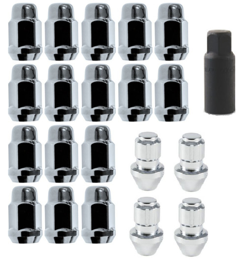 15-23 Ford Mustang Radschrauben-/Radmuttersatz - Radmuttern/Schlösser 21mm Schlüssel - Chrom
