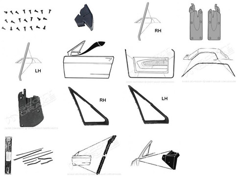 67-68 Ford Mustang (Hardtop) Türdichtungs Set