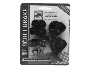67-68 Ford Mustang Endanschlag Motorhaube - Komplettset, incl. Haubenbolzen