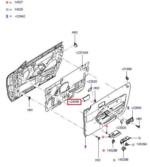 05-09 Ford Mustang Kappe Zuggriff Türverkleidung Rechts
