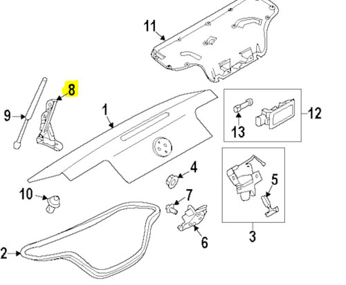 10-14 Ford Mustang Scharnier Kofferraumdeckel Links