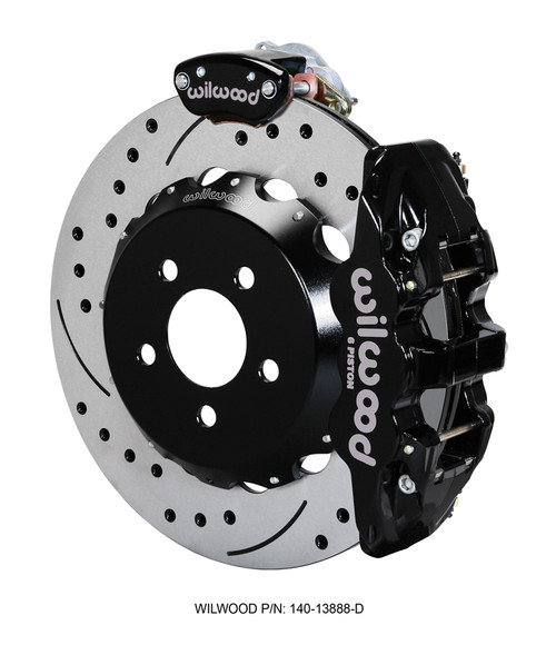 15-23 Ford Mustang (Disc/Disc) Wilwood Bremsanlage hinten AERO4-MC4 14 Zoll schwarz gelocht/geschlitzt