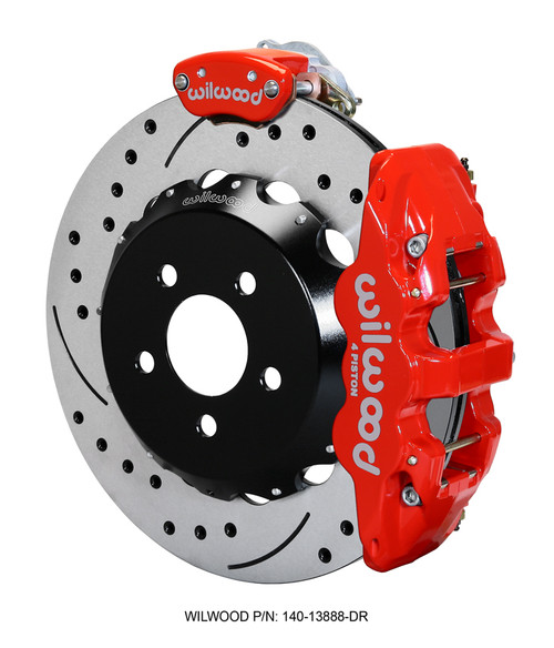 15-23 Ford Mustang (Disc/Disc) Wilwood Bremsanlage hinten AERO4-MC4 14 Zoll rot gelocht/geschlitzt