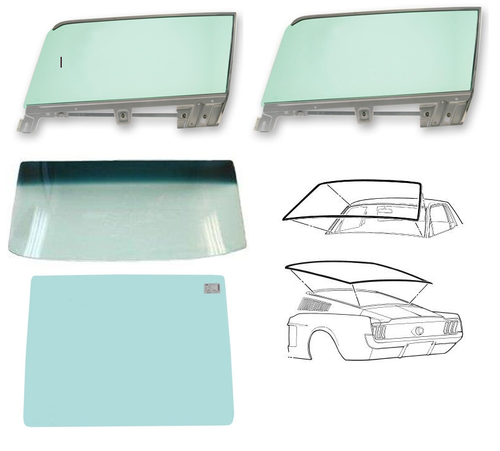 67-68 Ford Mustang (Fastback) Komplettset Scheiben - Grün Getönt: Ja