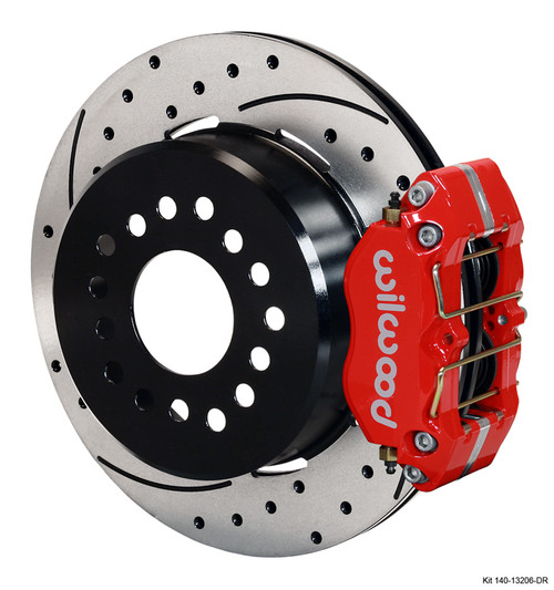 64-73 Ford Mustang Wilwood Scheibenbremse HA - Small Bearing 12,19 Zoll/rot/gelocht Hinten