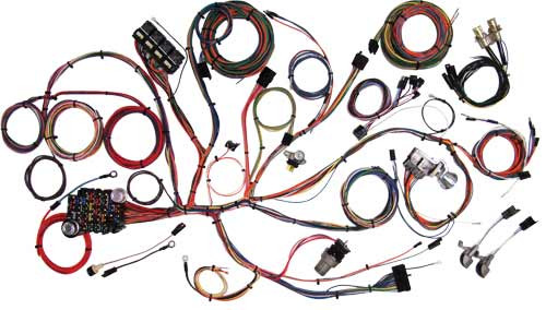 67-68 Ford Mustang Fahrzeugkabelbaum komplett - American Autowire - Flachstecksicherungen
