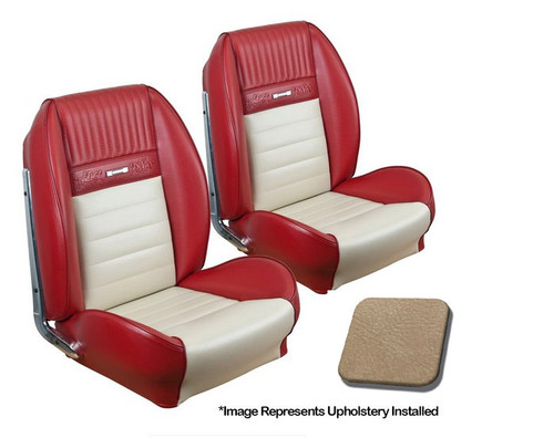64-66 Ford Mustang Seat Upholstery Kit - Deluxe Pony Sport II - Parchment - Front