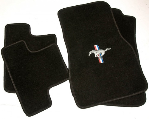 10-14 Ford Mustang Fußmatten Set - Schwarz Tri-Bar Pony - Vorne und hinten