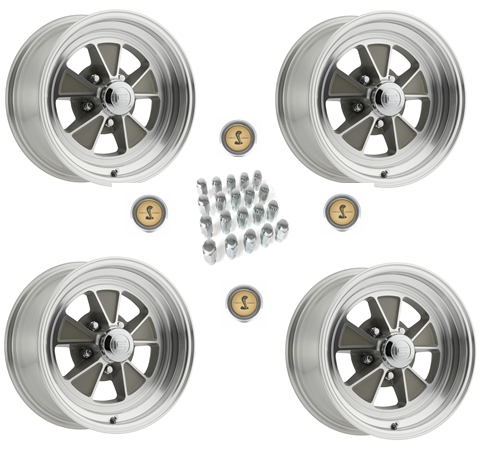 65-73 Ford Mustang Felgensatz - GT5 - Aluminium - 15x7 " Vorne und hinten