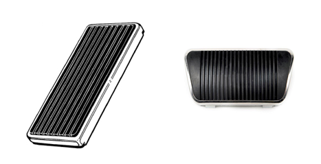 65-67 Ford Mustang Pedalauflagen für Gas- und Bremspedal - Automatik, Trommelbremse