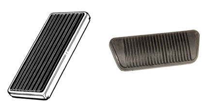 1968 Ford Mustang Pedalauflagen für Brems-, Kupplungs- und Gaspedal - Automatik, Trommelbremse