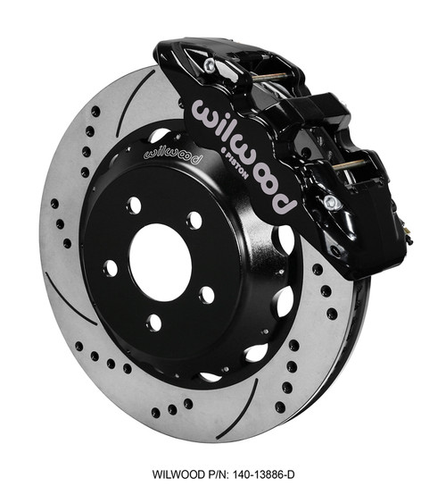 15-23 Ford Mustang (Disc/Disc) Wilwood Bremsanlage vorne AERO6 14 Zoll schwarz gelocht/geschlitzt