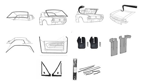 64-66 Ford Mustang (Hardtop) Dichtungsset Karosserie