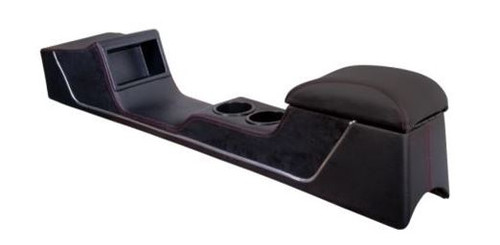64-66 Ford Mustang (Fastback/Hardtop) Mittelkonsole - Konsole Sport R - Lang - Schwarz - Vinyl/Velour - Weiße Naht - mit Klima