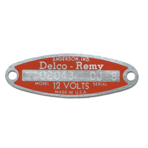 55-62 Chevrolet Corvette Lichtmaschine alte Bauart - Typenschild