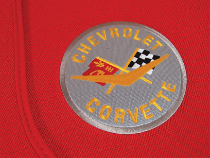 56-58 Chevrolet Corvette Fußmatten Set - Rot - Mit Logo - Corvetteflaggen mit Schriftzug