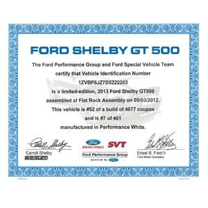07-14 Ford Mustang Shelby GT500 Technisches Handbuch - Echtheitszertifikat