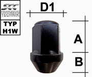 15-26 Ford Mustang Radmutter - 19mm Schlüsselweite - Schwarz
