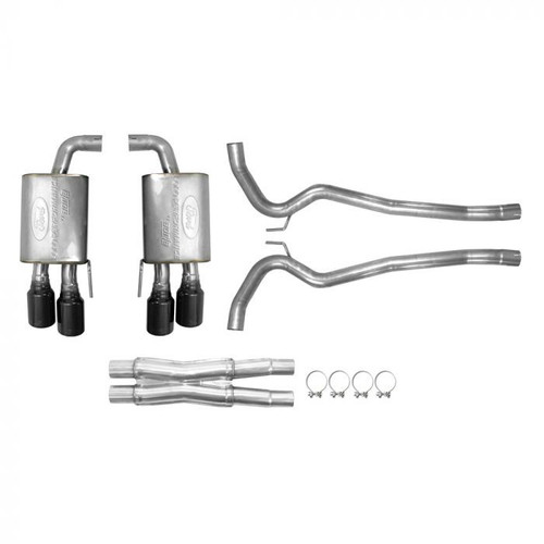 18-23 Ford Mustang Abgasanlage - Sport - Schwarz Chrom Blenden - ohne Klappen