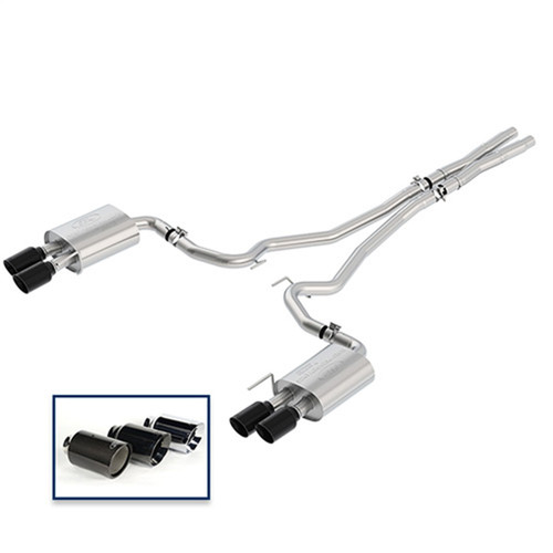 18-23 Ford Mustang Abgasanlage - Ford Racing - ab Kat - 4 Rohr - Extreme Exhaust - Schwarzchrom Blenden