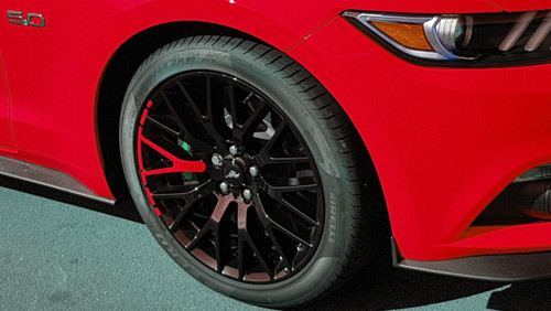 15-23 Ford Mustang Aufkleber für Performance Pack Felgen - Rot Vorne und hinten