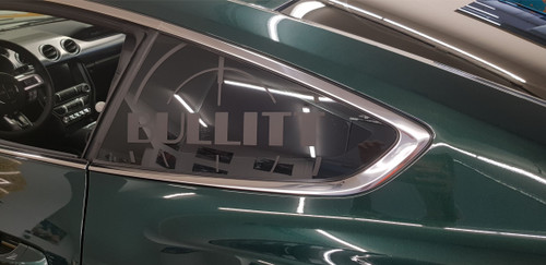 15-23 Ford Mustang Aufkleber für Dreiecksfenster - Bullitt - Schwarz Matt