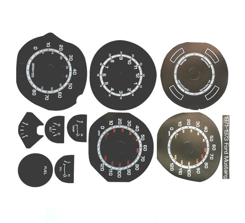 71-73 Ford Mustang Instrumentenscheibe - Km/h - Schwarz - Set (52890293)