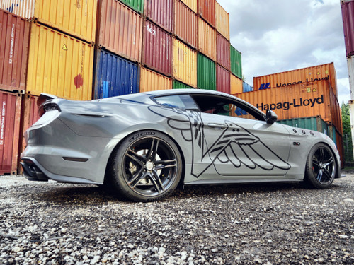 15-23 Ford Mustang (Coupe) Folierung Velocity Schwinge - Schwarz Glanz Links und Rechts