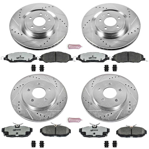11-14 Ford Mustang GT (5.0) Überholsatz Verschleißteile Bremse - Powerstop Z26 - Track - VA/HA - ohne Brembo - 336 mm Bremsscheiben Vorne und hinten