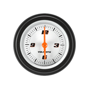 64-73 Ford Mustang Uhr - Velocity White - 2 1/8 " - Edelstahl - Zeiger orange - Gewölbt