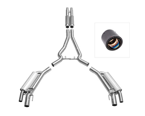 15-17 Ford Mustang GT (5.0) Abgasanlage - DD Customs - 4-Rohr Klappenauspuff - Carbon Blenden