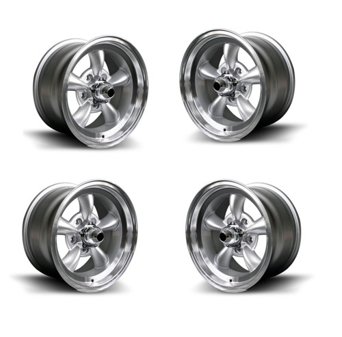 64-73 Ford Mustang Felgensatz - Torq Thrust Style - Aluminium - 15x7 / 15x8 " - Silber - Mit TÜV