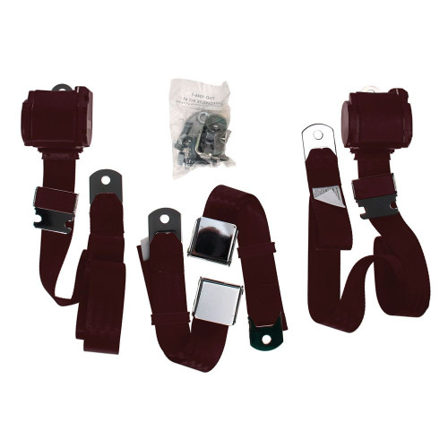 64-73 Ford Mustang Sicherheitsgurt - Dreipunktgurt - Maroon- Paar - Hinten