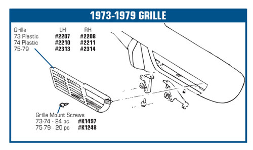 75-79 Chevrolet Corvette Grille Screw
