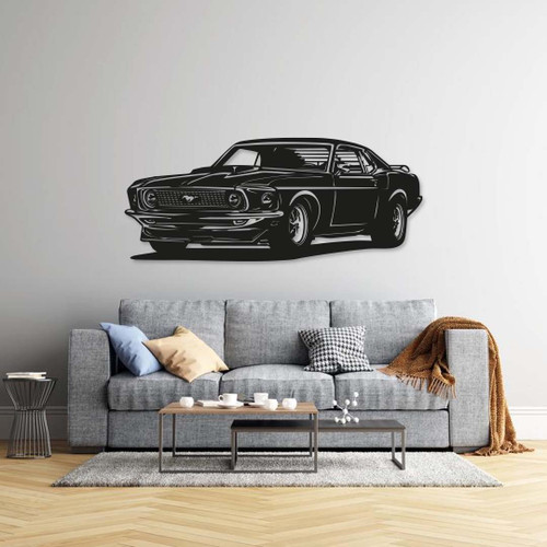 Ford Mustang Fastback Mach 1 Wanddekoration - Holz - 71x34 cm