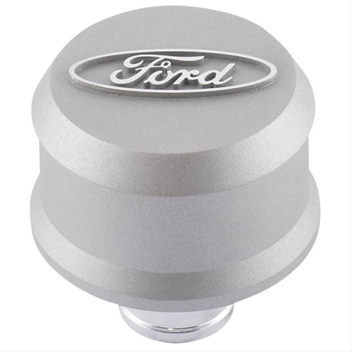 64-73 Ford Mustang Öldeckel - Aluminium Ford Logo - Gesteckt - Grau