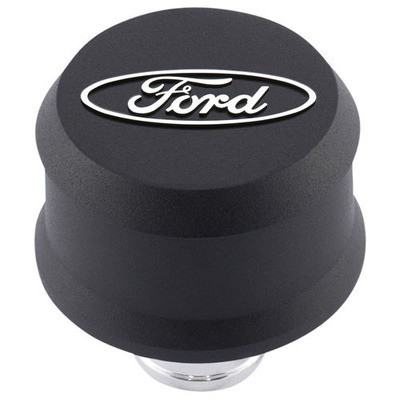 64-73 Ford Mustang Öldeckel - Aluminium Ford Logo - Gesteckt - Schwarz