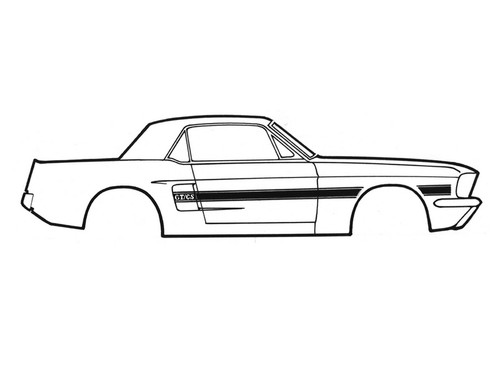 1968 Ford Mustang Aufkleberset Karosserie - California Special - Seitenstreifen - Rot