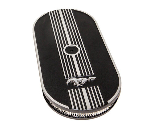 64-73 Ford Mustang Luftfilter komplett - Oval - Schwarz - Running Pony