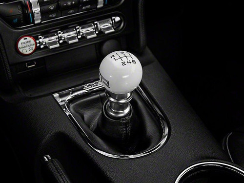11-14 Ford Mustang (5.0) Schaltknauf Schaltgetriebe - RTR - Weiß - Schwarze Gravur
